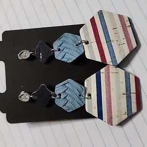 Handmade Cork Backed leather earrings